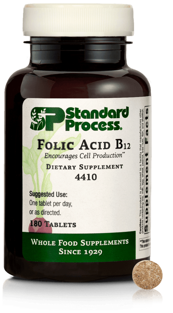 Standard Process Inc Vitamins & Supplements Folic Acid B12, 180 Tablets