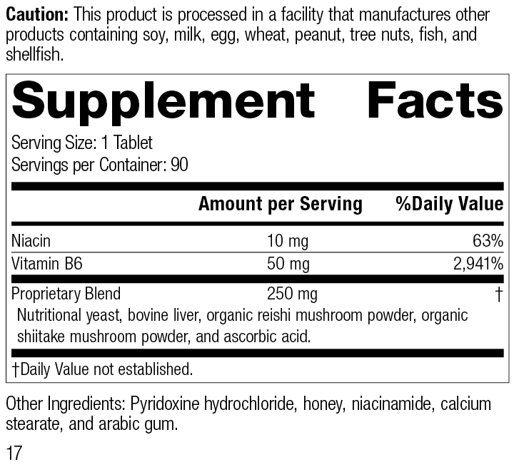 Standard Process Inc Vitamins & Supplements 90 Tablets B6-Niacinamide, 90 Tablets