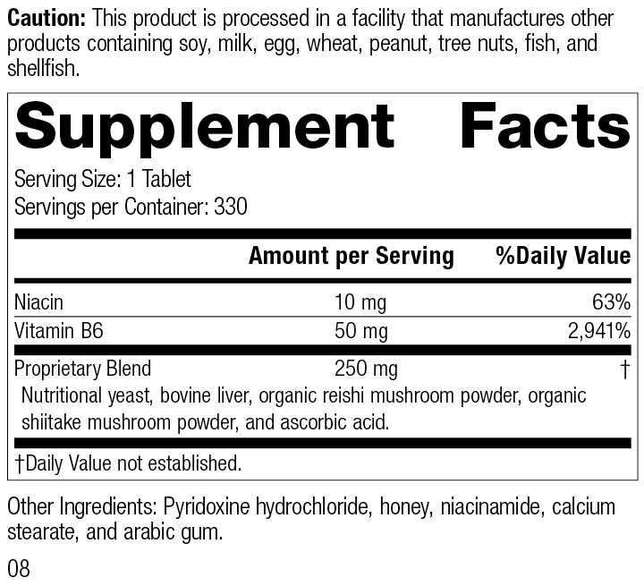 Standard Process Inc Vitamins & Supplements 330 Tablets B6-Niacinamide, 330 Tablets