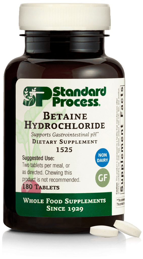 Standard Process Inc Vitamins & Supplements 180 Tablets Betaine Hydrochloride, 180 Tablets