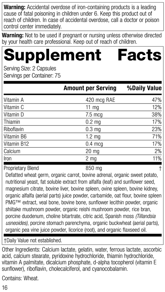 Standard Process Inc Vitamins & Supplements 150 Capsules Catalyn® with Iron, 150 Capsules