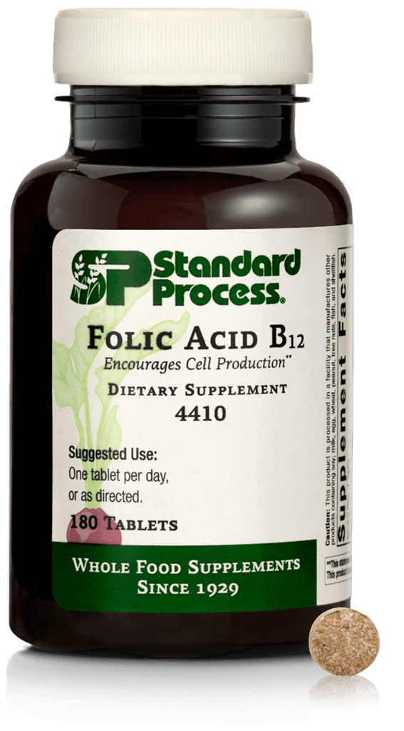 Standard Process Inc Vitamins & Supplements 180 Tablets Folic Acid B12, 180 Tablets