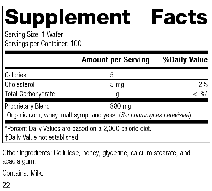 Standard Process Inc Vitamins & Supplements Lactic Acid Yeast™, 100 Wafers