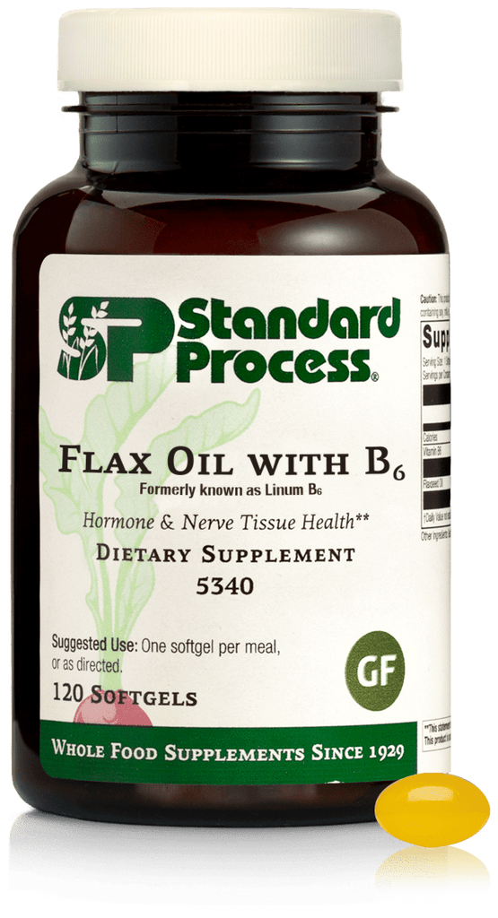 Standard Process Inc Vitamins & Supplements Flax Oil with B6 formerly known as Linum B6, 120 Softgels
