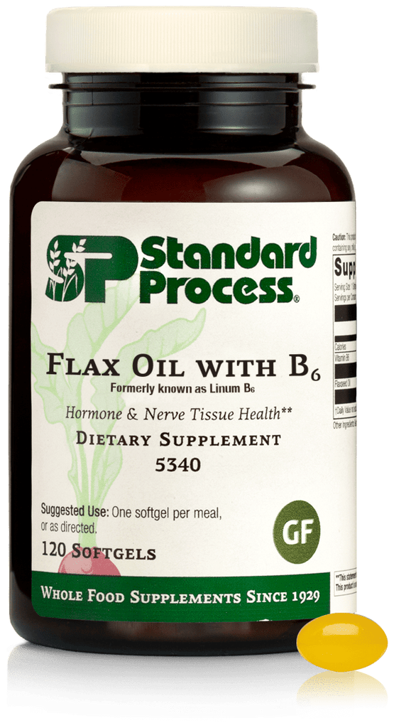 Standard Process Inc Vitamins & Supplements Flax Oil with B6, 120 Softgels