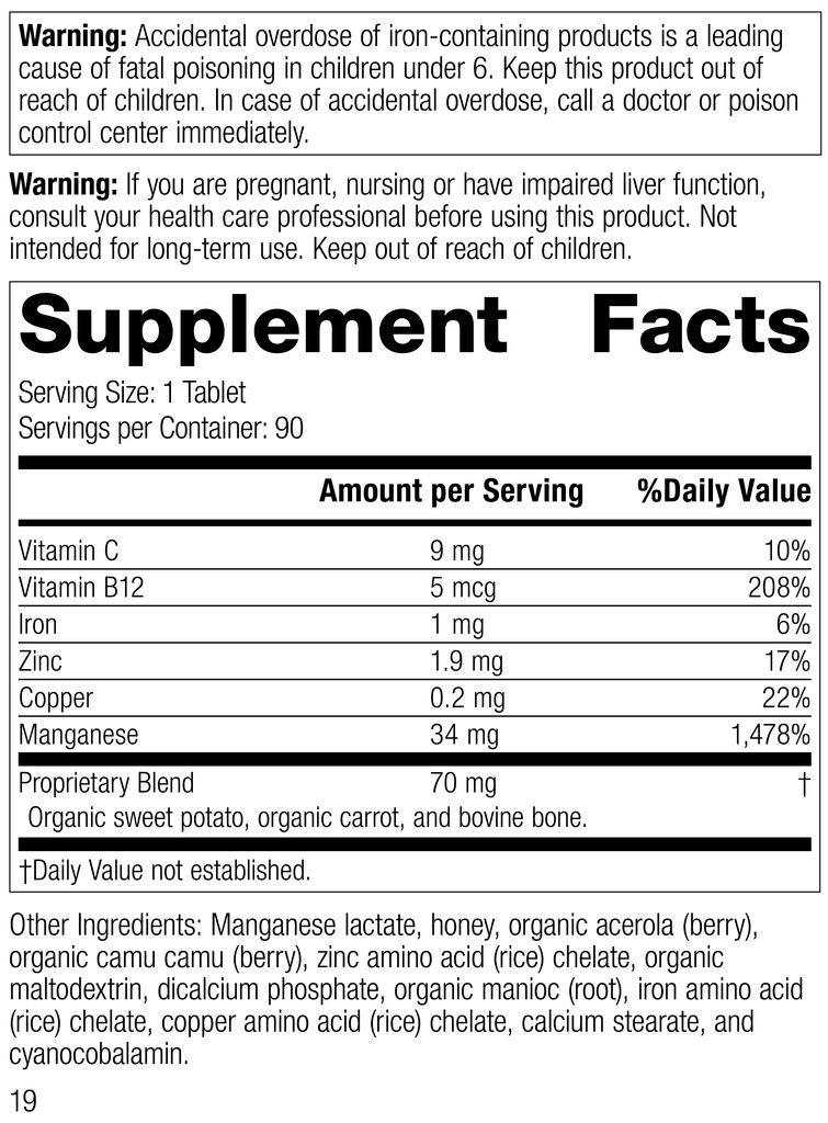 Standard Process Inc Vitamins & Supplements 90 Tablets Manganese B12™, 90 Tablets