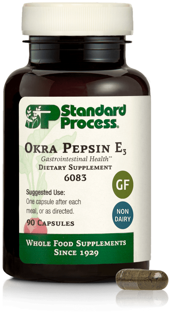 Standard Process Inc Vitamins & Supplements 90 Capsules Okra Pepsin E3, 90 Capsules