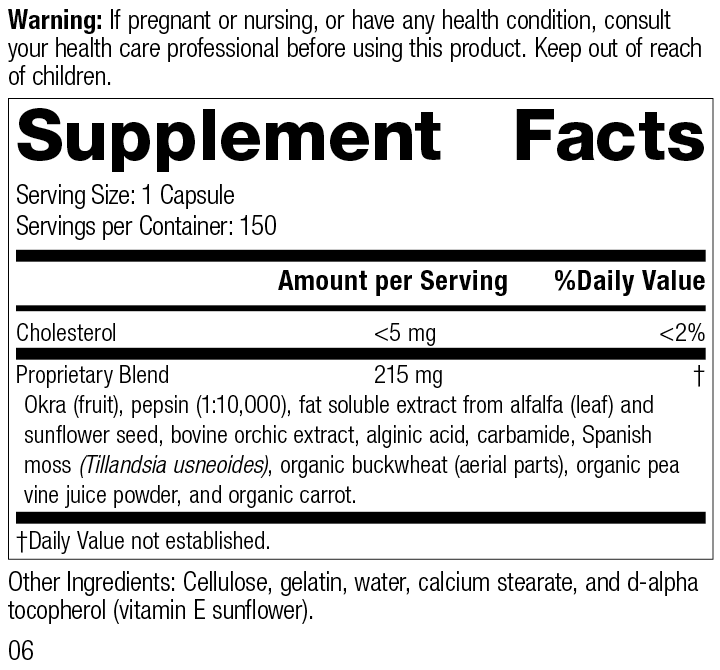 Standard Process Inc Vitamins & Supplements 150 Capsules Okra Pepsin E3, 150 Capsules