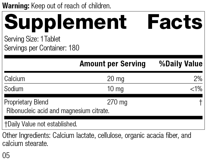 Standard Process Inc Vitamins & Supplements 180 Tablets Ribonucleic Acid (RNA), 180 Tablets