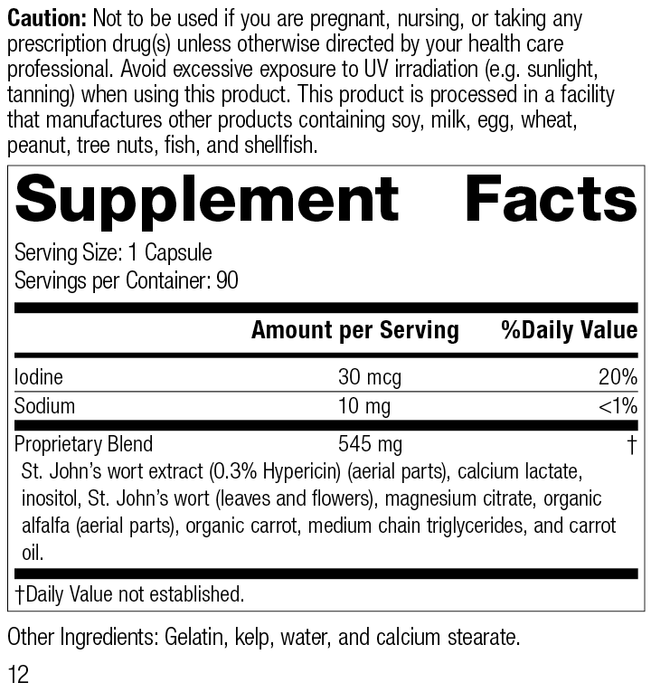 Standard Process Inc Vitamins & Supplements St. John's Wort-IMT™, 90 Capsules