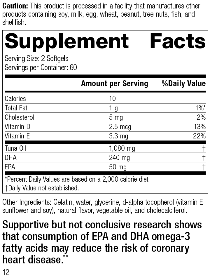 Standard Process Inc Vitamins & Supplements Tuna Omega-3 Chewable, 120 Softgels