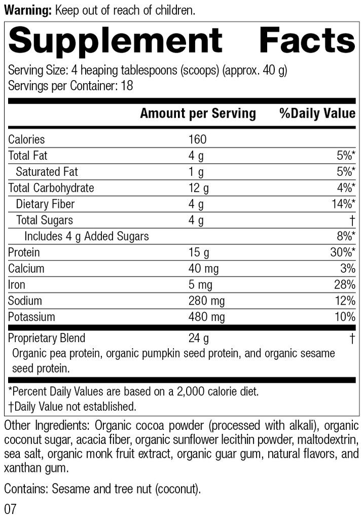 Standard Process Inc Vitamins & Supplements 26 oz (737 g) Veg-E Complete Pro™ Chocolate-Organic, 26 oz (737 g)