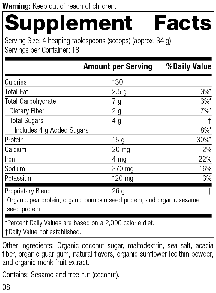 Standard Process Inc Vitamins & Supplements 22 oz (623 g) Veg-E Complete Pro™ Vanilla-Organic, 22 oz (623 g)