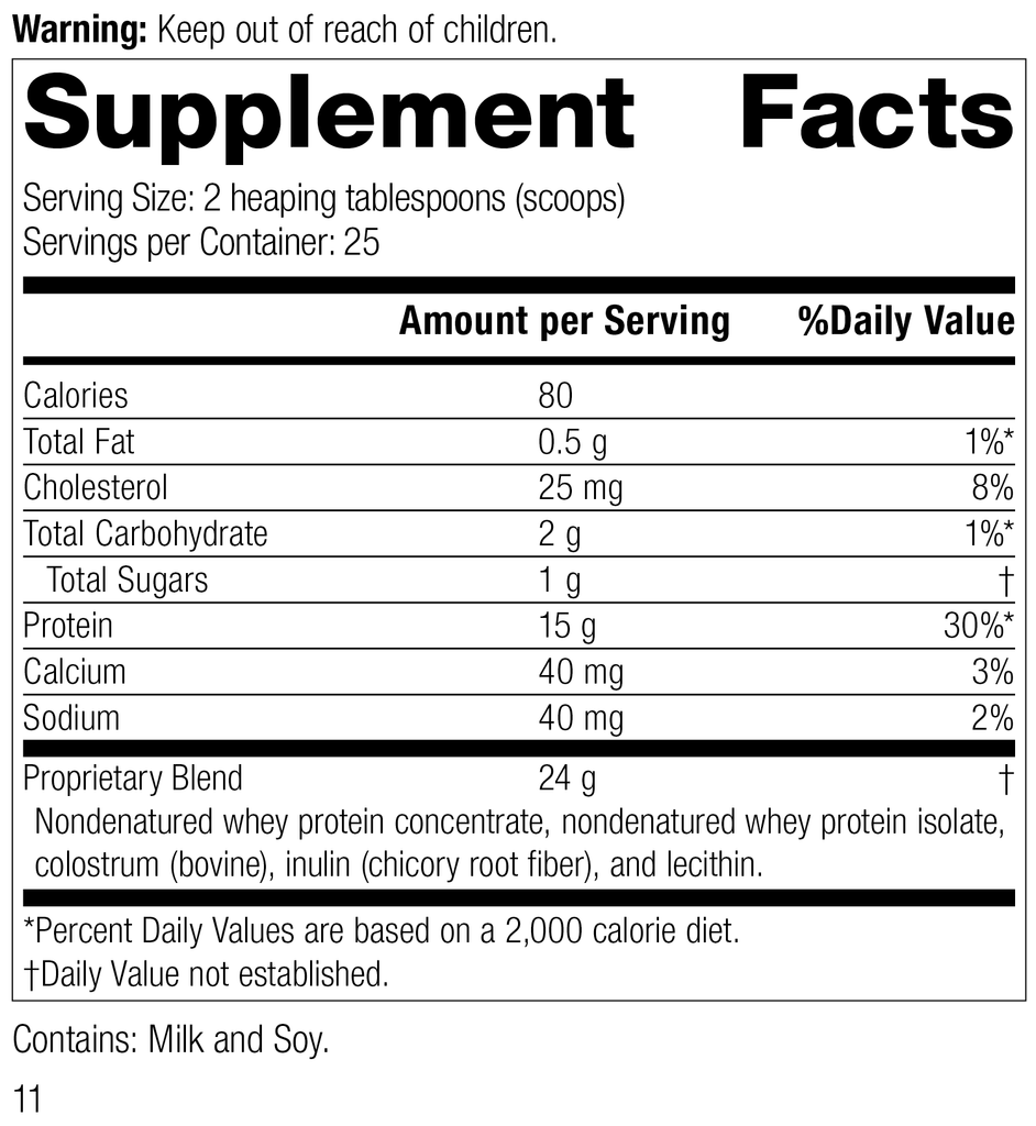 Whey Pro Complete, 1.3 lbs. (600 g), Rev 11 Supplement Facts