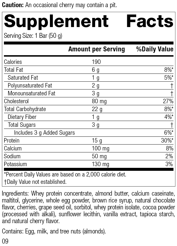 Standard Process Inc Vitamins & Supplements 18 Bars StandardBar®-Cocoa Cherry, 18 1.75 oz. (50 g) Bars