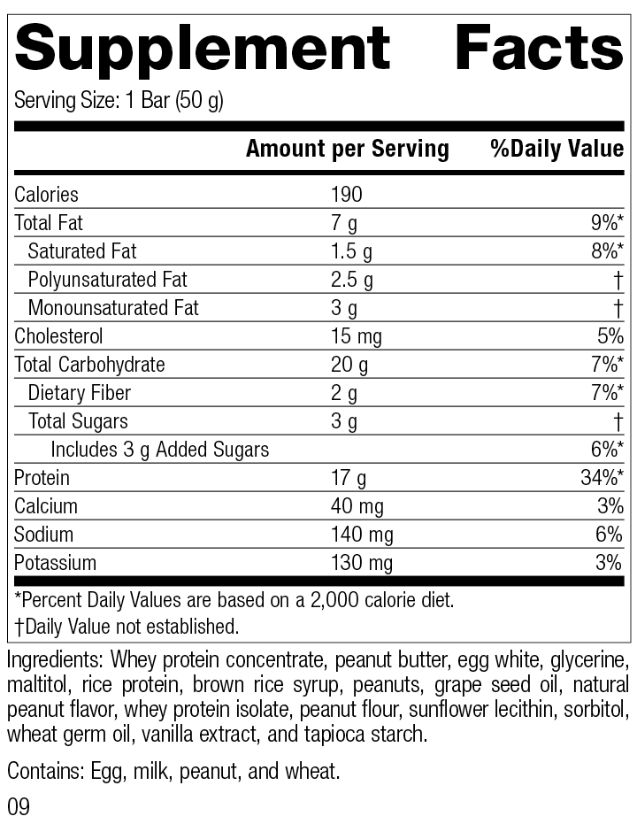 Standard Process Inc Vitamins & Supplements StandardBar®-Peanut Butter, 18 1.75 oz. (50 g) Bars