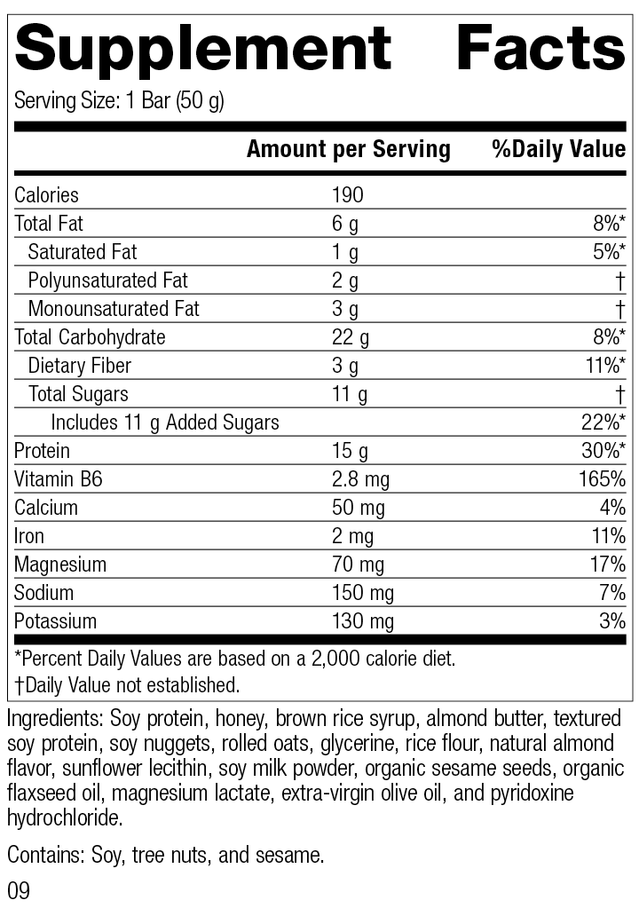 Standard Process Inc Vitamins & Supplements 18 Bars StandardBar®-Soy Almond Crunch, 18 1.75 oz. (50 g) Bars