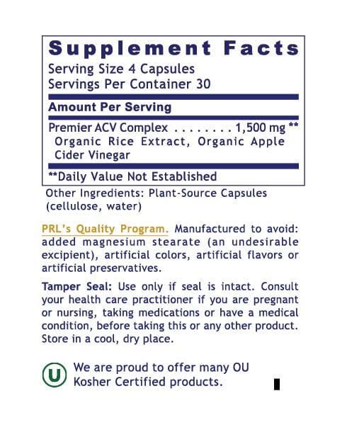 ACV, Premier: Organic Apple Cider Vinegar Caps - pH & Digestion All Products A-Z (Temp) PRLabs   
