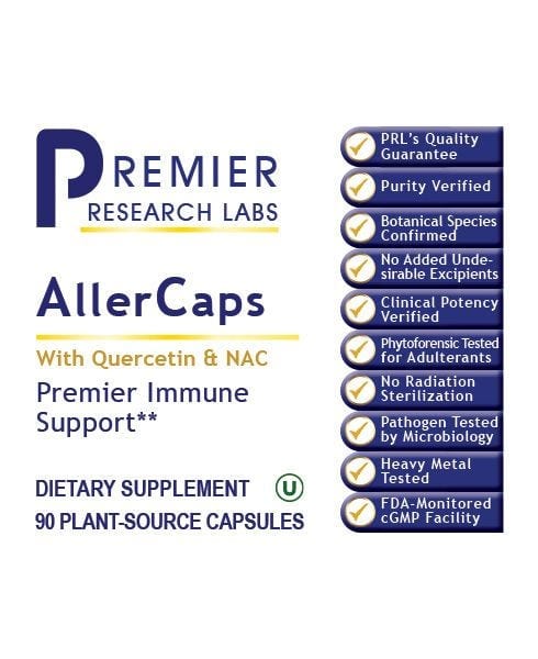 AllerCaps- Immune Support w/ Quercetin & NAC- Premier Allergy Support All Products A-Z (Temp) PRLabs   