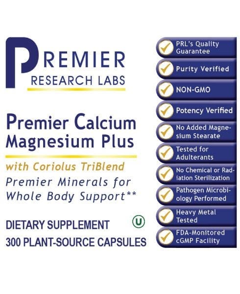 Calcium Magnesium Plus, Premier (300 Caps)- Bone Joint Muscle & Immune Support - PRLabs All Products A-Z (Temp) PRLabs   