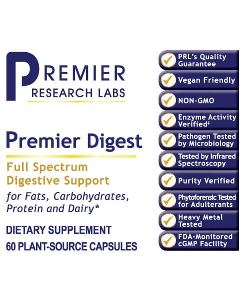 Digest, Premier - All-Natural, Full-Spectrum Digestive Enzyme Support - PRLabs All Products A-Z (Temp) PRLabs   