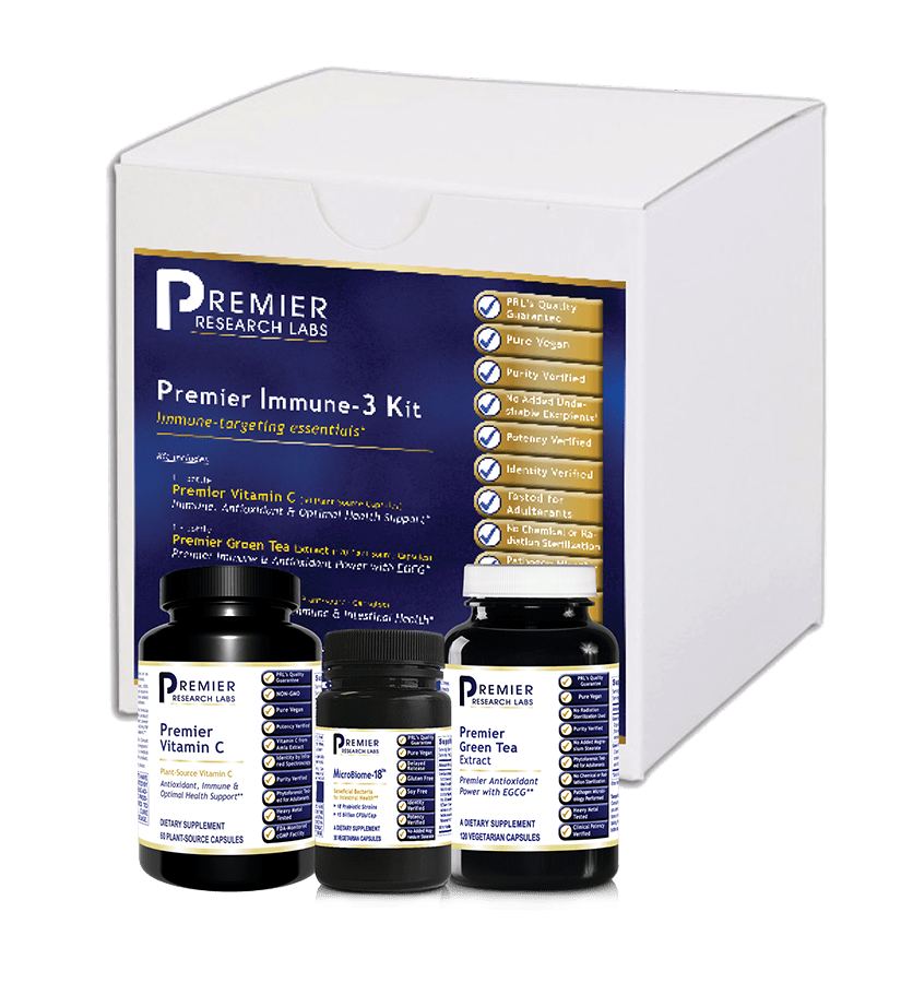 PRLabs All Products A-Z (Temp) Immune-3 Kit- Vitamin C, Microbiome-18 & Green Tea Extract - Premier Research Labs