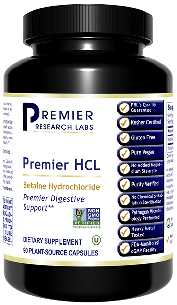 Premier HCL (90c) Optimize Digestive Health with Natural Betaine Hydrochloride - PRLabs All Products A-Z (Temp) PRLabs   