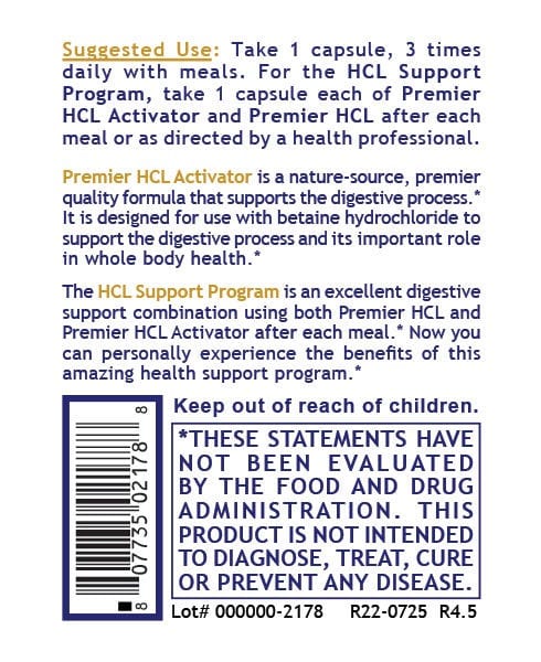 Premier HCL Activator (90c) Enhance Digestion & Boost Overall Health - PRLabs All Products A-Z (Temp) PRLabs   