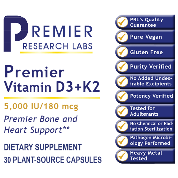 Premier Vitamin D3+K2 (30 Caps) - Boost Bone Health - Support Calcium Absorption - PRLabs All Products A-Z (Temp) PRLabs   