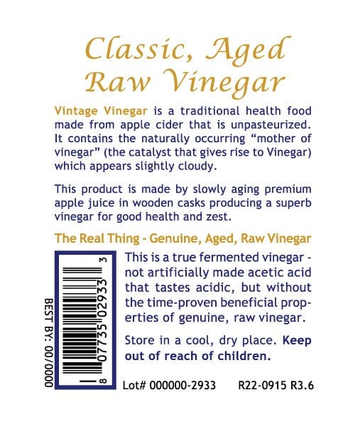Vintage Vinegar, Premier - Unpasteurized Apple Cider - Enhance Health Naturally - PRLabs All Products A-Z (Temp) PRLabs   